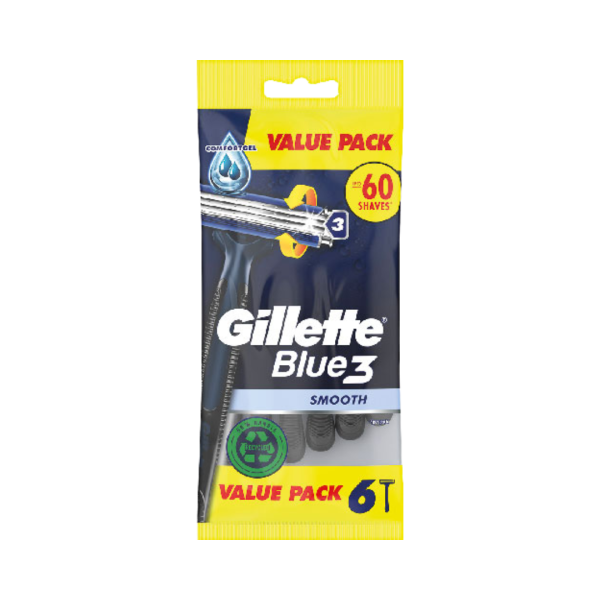 Gillette Blue 3 Smooth Einwegrasierer, 6 Stück